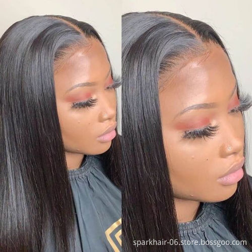 SPARK 4x4 Lace closure Wig Straight Hair Brazilian Virgin Human Hair For Black Women  Pre-Plucked with baby hair